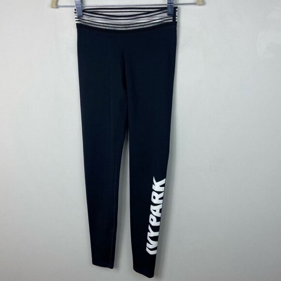 Ivy Park Logo Leggings Black White Size XS Stripe Cuff Beyonce Quick Dry Beyonce - Picture 2 of 9